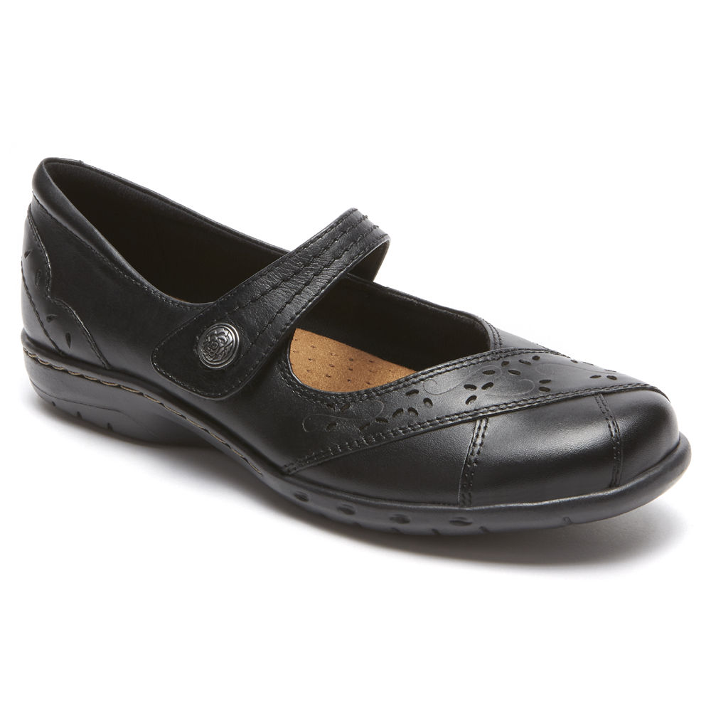 Rockport Flats For Womens Black - Cobb Hill Petra Mary Jane - PL2601594